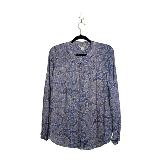 Lucky Brand Blue & Cream Paisley Print Button Front Blouse Large Women’s - Picture 10 of 10